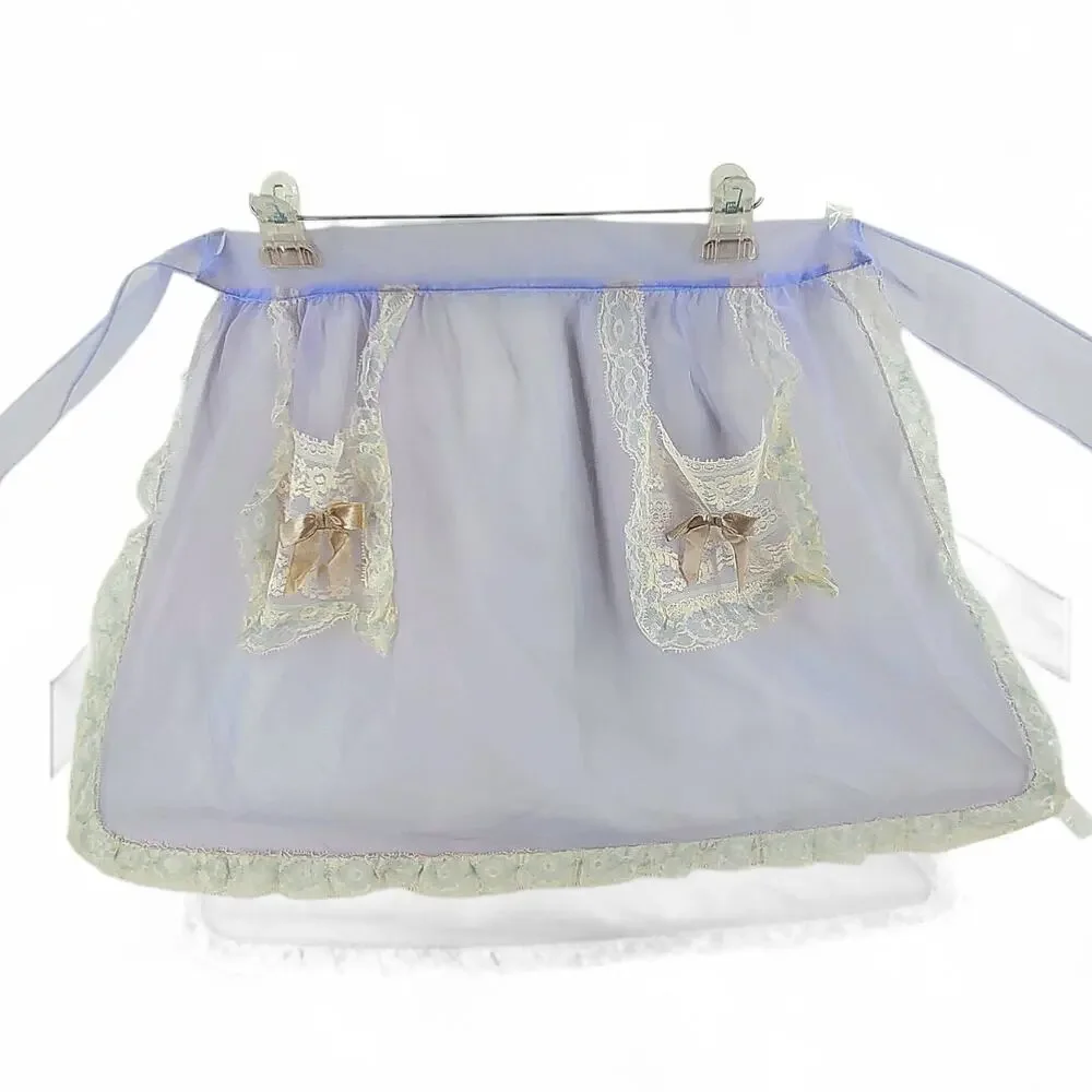 Vintage Purple Sheer Lace Half Hostess‎ Apron 1950s Cottage Coquette Style